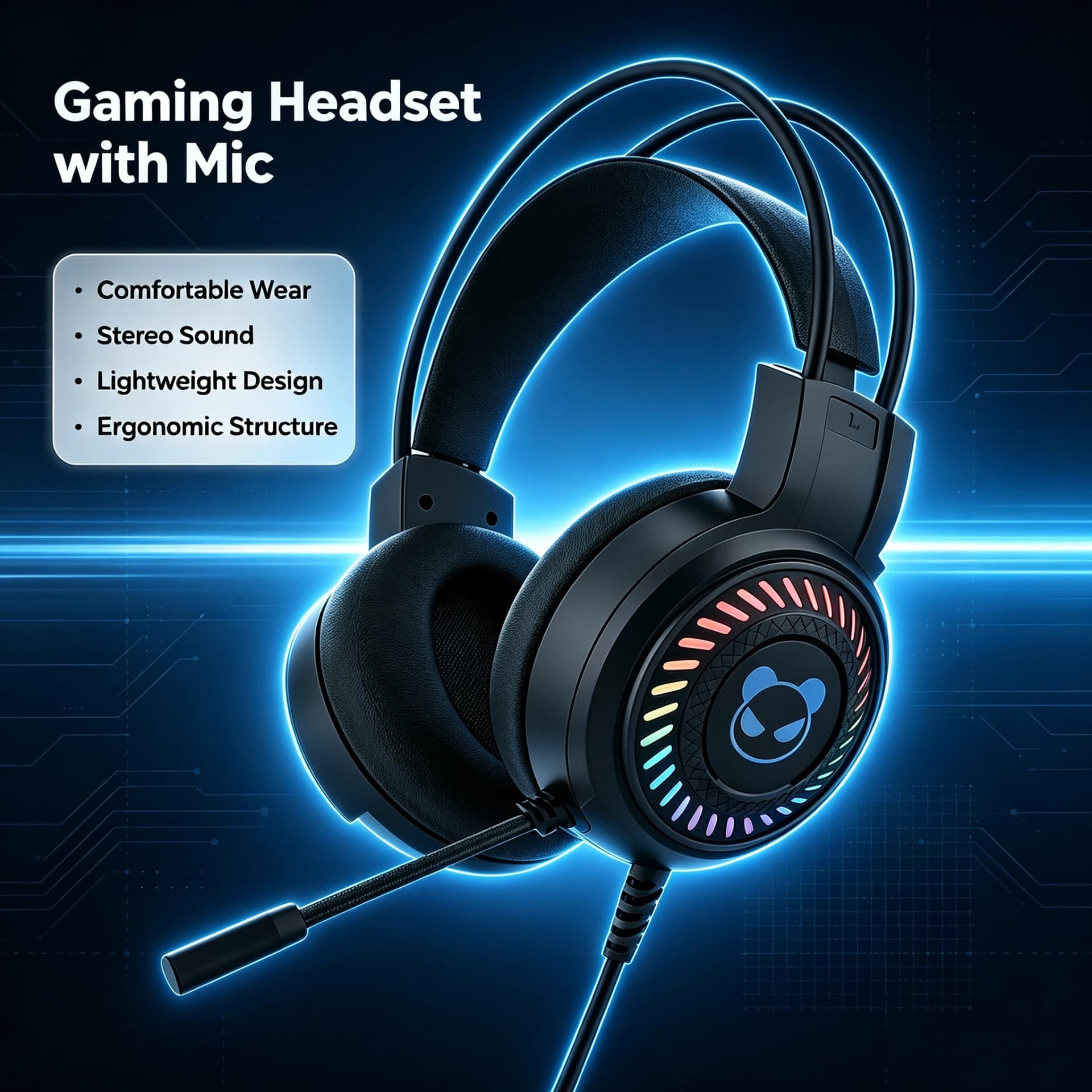Gaming Headset 7.1 Virtual Surround Sound Wired