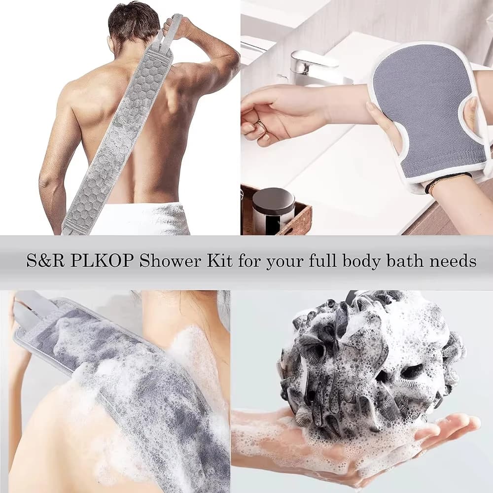 Exfoliating Body Wash Set with Back Scrubber