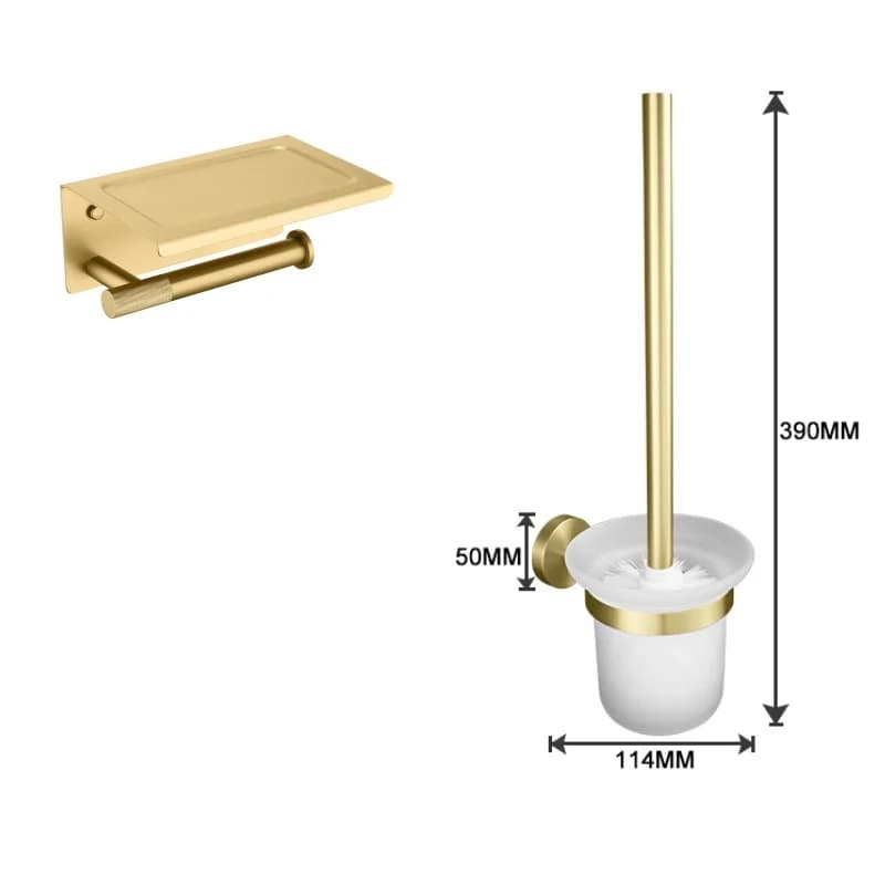 Bathroom Hardware Accessories Set Brushed Gold Knurled Brass Kit Towel Bar Ring Robe Hook Paper Holder Towel Ring Toilet Brush