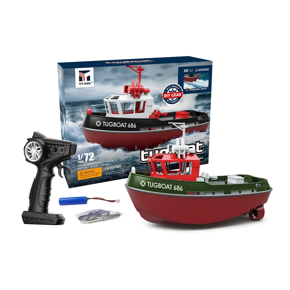 RC Tugboat with Dual Motors 2.4G Remote Control