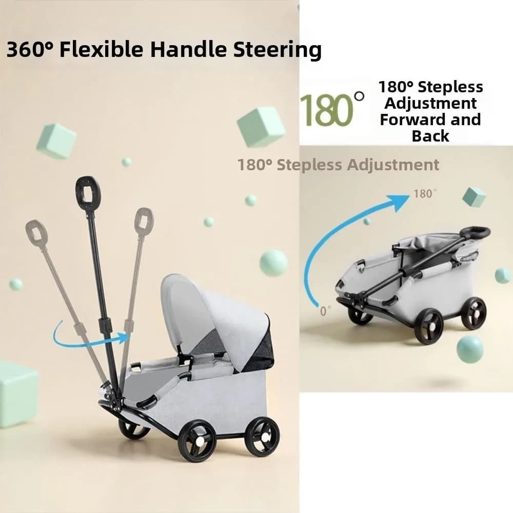 Dog Stroller Foldable Pet Stroller 4-Wheel with Sunshade Cat Cart Portable Lightweight Pet Pushchair Dog Cat Carry Supplies