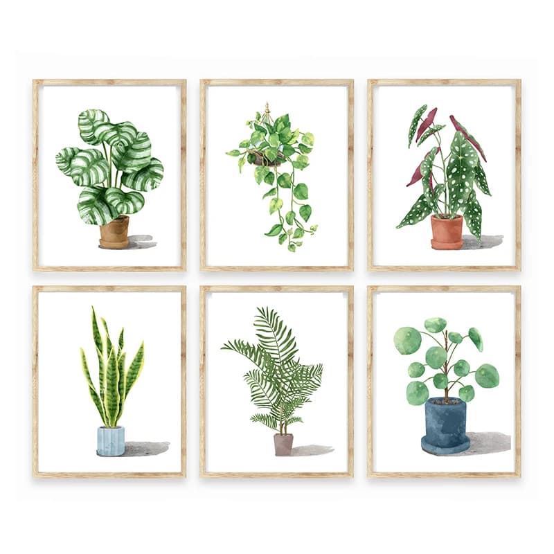 Nordic Botanical Green Plant Canvas Wall Art Print