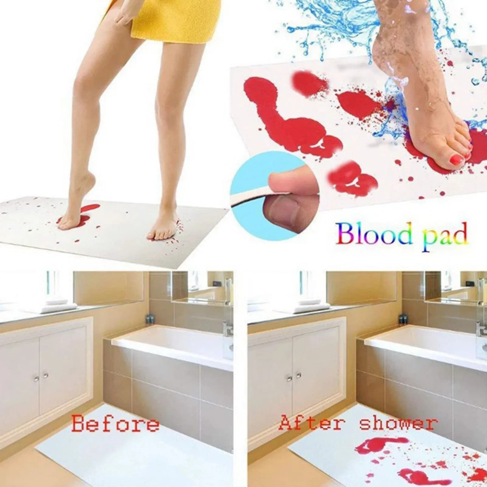 Color Changing Blood Footprint Bath Mat