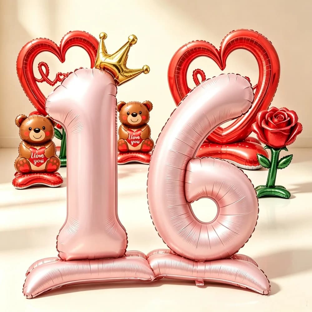 32 Inch Standing Number Balloon With Crown