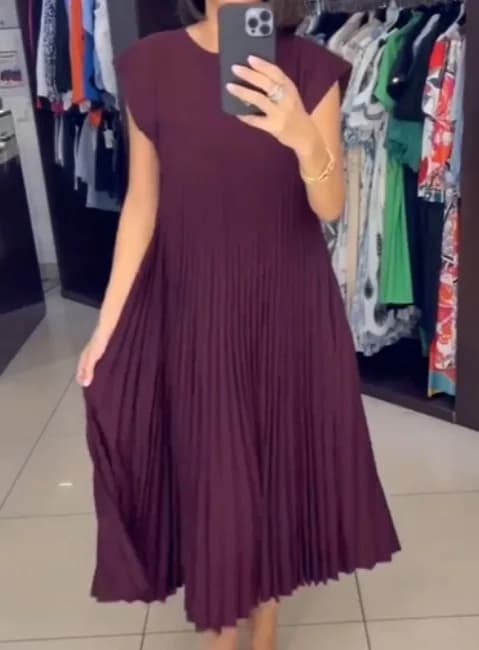 Women Dresses 2026 New fashion casual round-neck sleeveless pleated dress autumn spring women's clothing vestidoes
