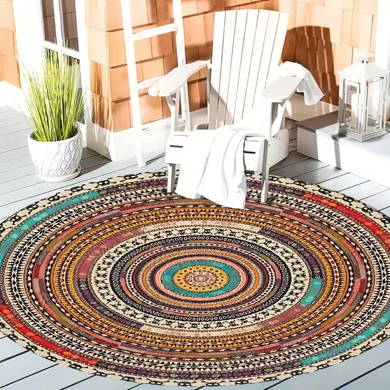 Bohemian Mandala Round Outdoor Rug