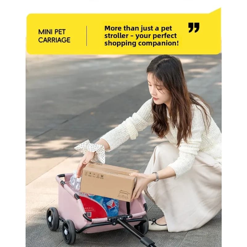Foldable Pet Travel Wagon with Rolling Cart