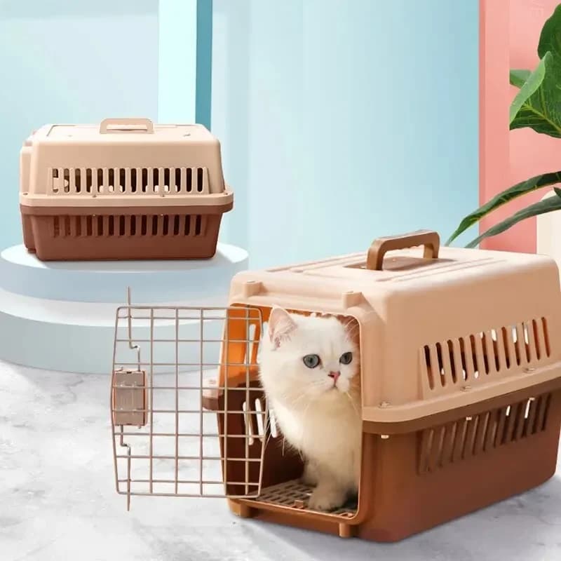 Portable Pet Carrier with Hinged Roof