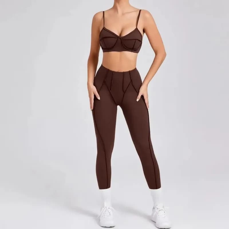 High Waist Leggings and Open Back Sports Bra Set