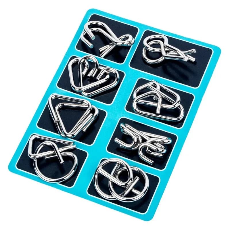 Metal Wire Puzzle Set - 8 Brain Teasers
