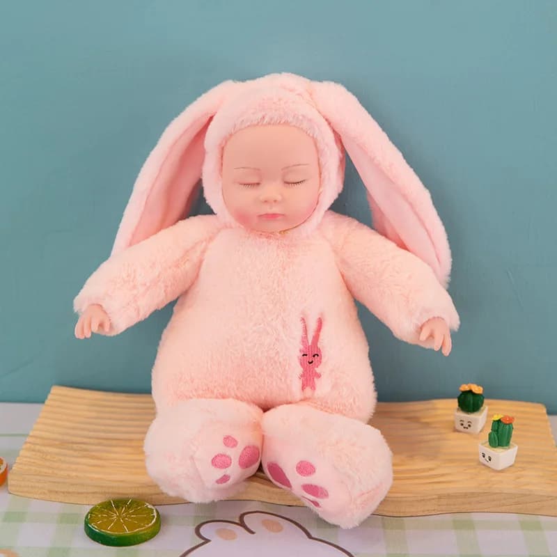 Soft Plush Reborn Baby Doll with Rabbit Toy