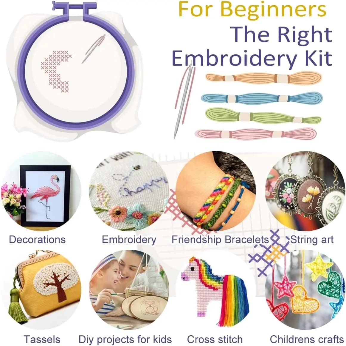 Multicolor Cotton Embroidery Floss Thread Kit