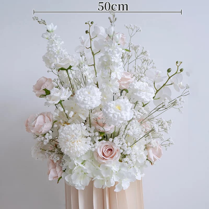 Luxurious Wedding Decor White Aisle Floor Floral Arrangement Backdrop Hyacinth Orchid Baby Breath Decor Flower Row Party Supplie