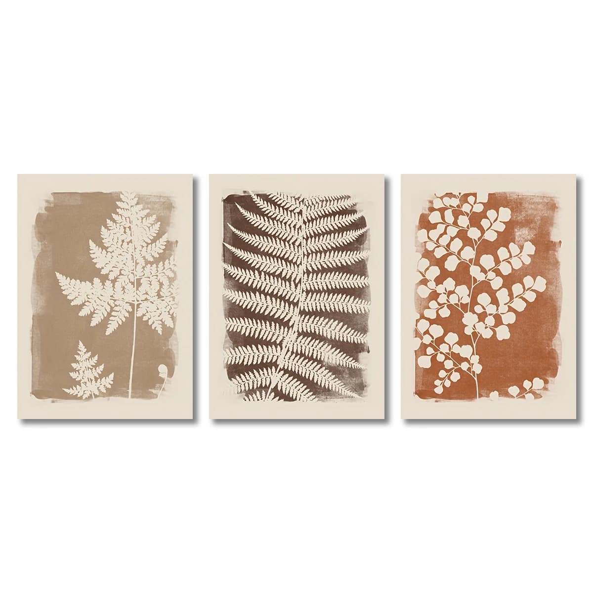 Minimalist Boho Fern Canvas Posters Set of 3