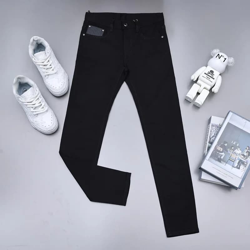 Pure Black Slim Fit Jeans Men's