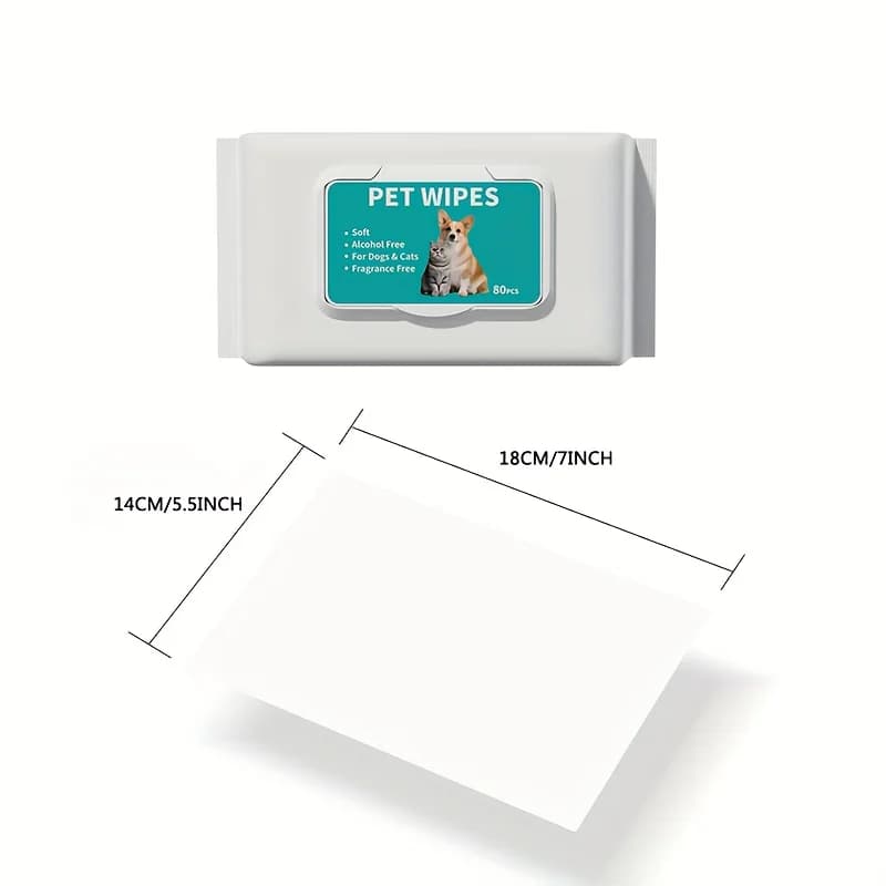 Pet Wipes for Dogs Cats, 80pcs*2 Packs, Thick Pearl Embossed Cleaning Wipes, Unscented No Alcohol, for Paws Eyes Butt