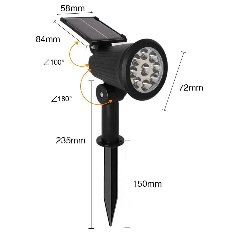 9/4 LED Solar LED Light Spotlights Outdoor IP65 Waterproof Lights Brightness Adjustable for Garden Backyard Driveway Patio Decor