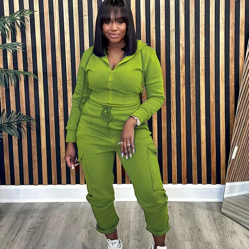 Women's Hooded Bomber Tracksuit with Cargo Joggers
