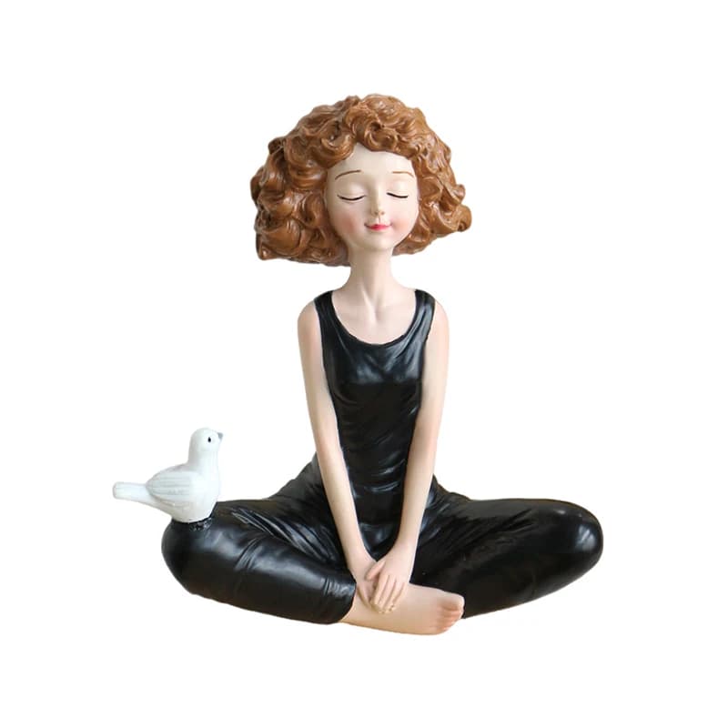 〔W〕Yoga Girl Figurines Yoga Statue Art Sculpture Figure Resin Home Decoration Desk Ornament, Statuette For Your Desk/Bookshelf