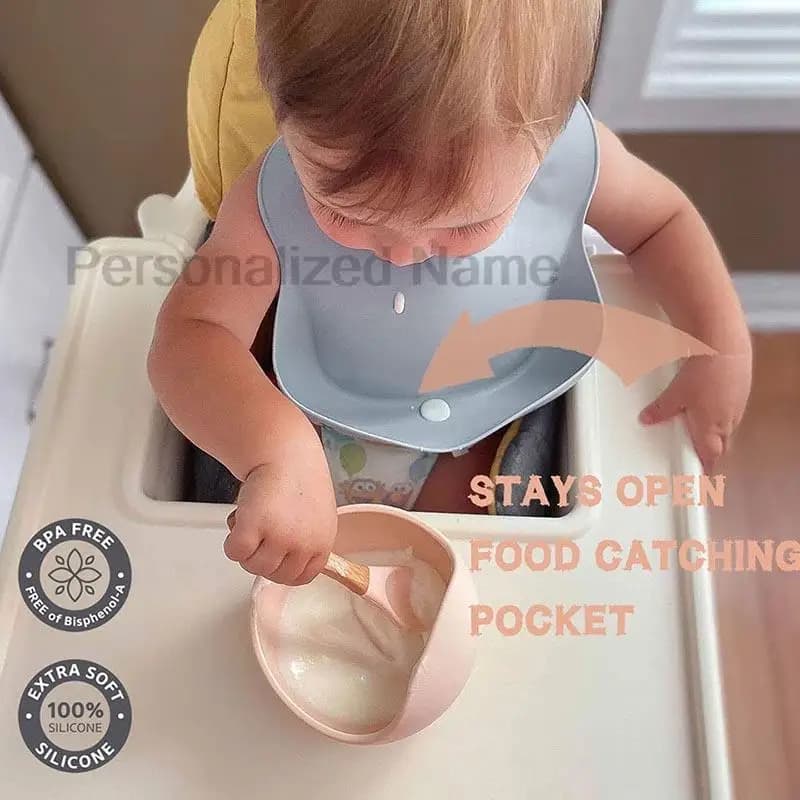 Silicone Baby Bib With Food Catcher Pocket