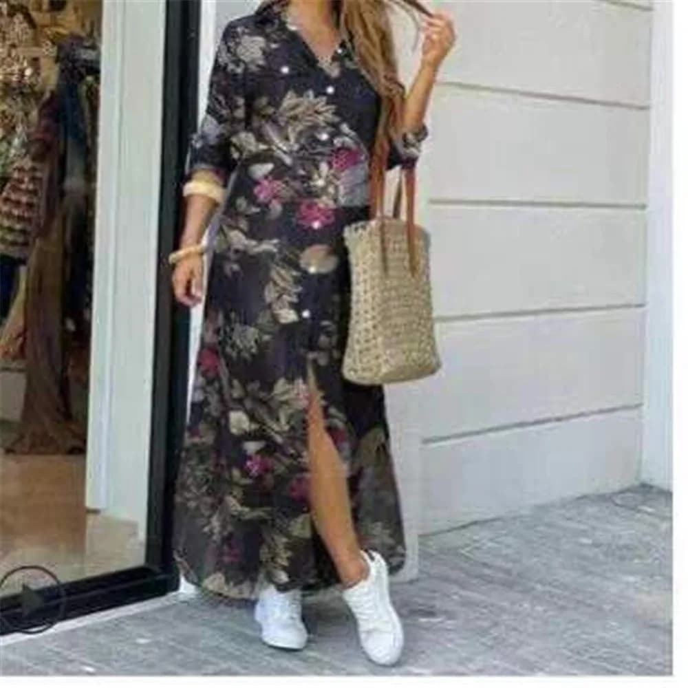 Women Dresses 2026 new fashion sexy single-breasted long dress loose lapel spring autumn women's clothing vestidoes