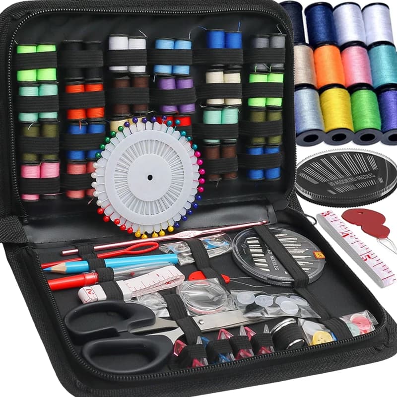 Sewing Kit with Threads Needles Scissors Measuring Tape Portable Travel Home DIY Crafts Hand Repair Embroidery Sewing Tools