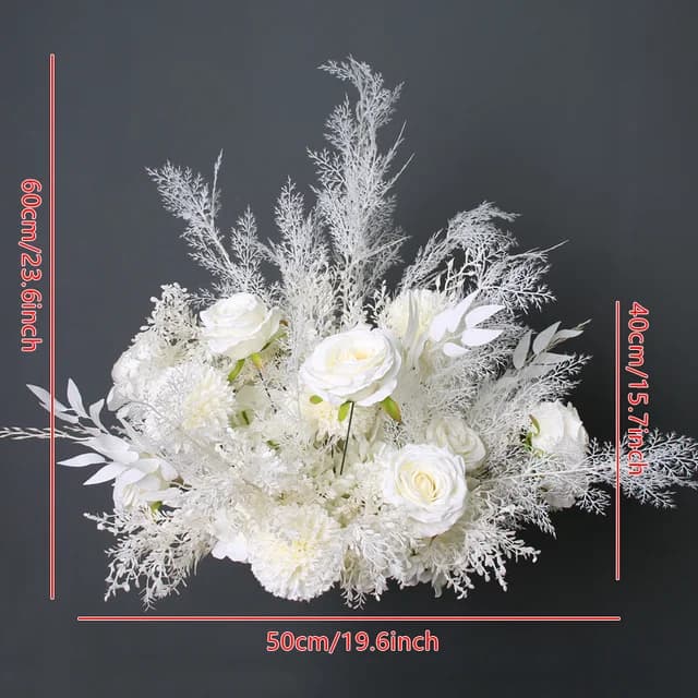 White Silk Flower Row Wedding Arch Backdrop