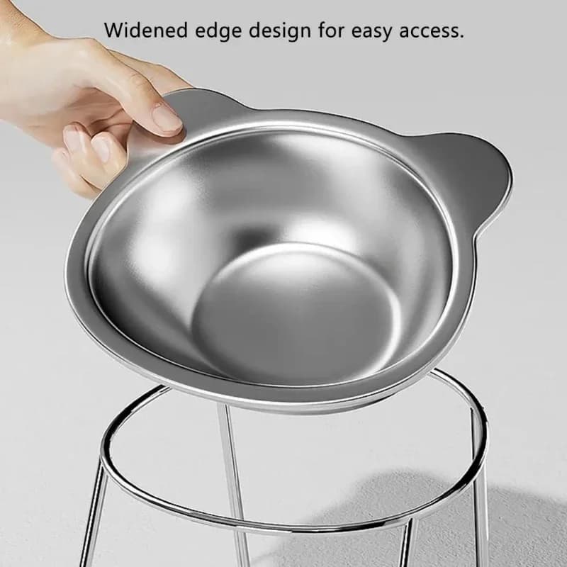 Elevated Stainless Steel Cat Bowl with Neck Guard