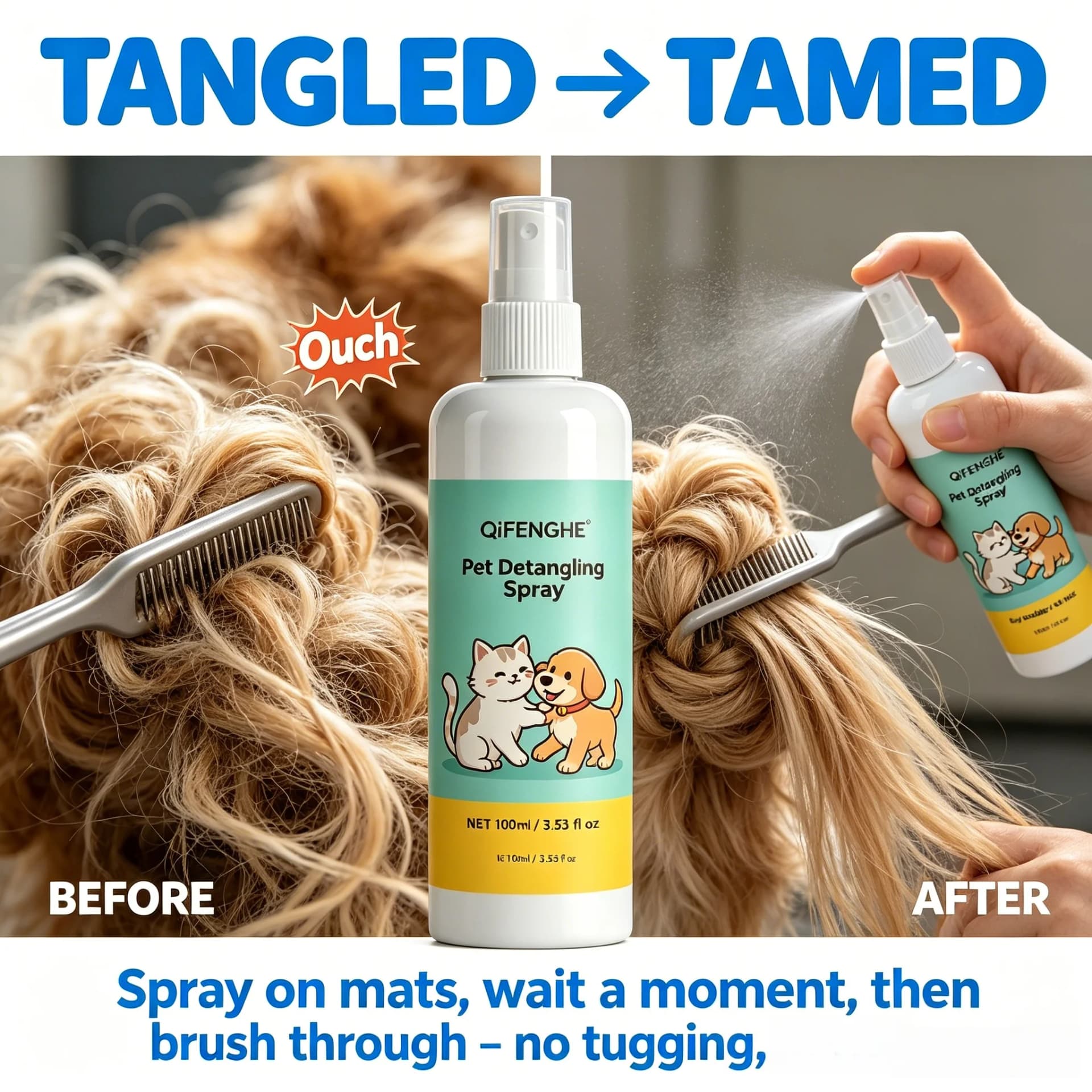 Pet Detangling Spray for Dogs and Cats