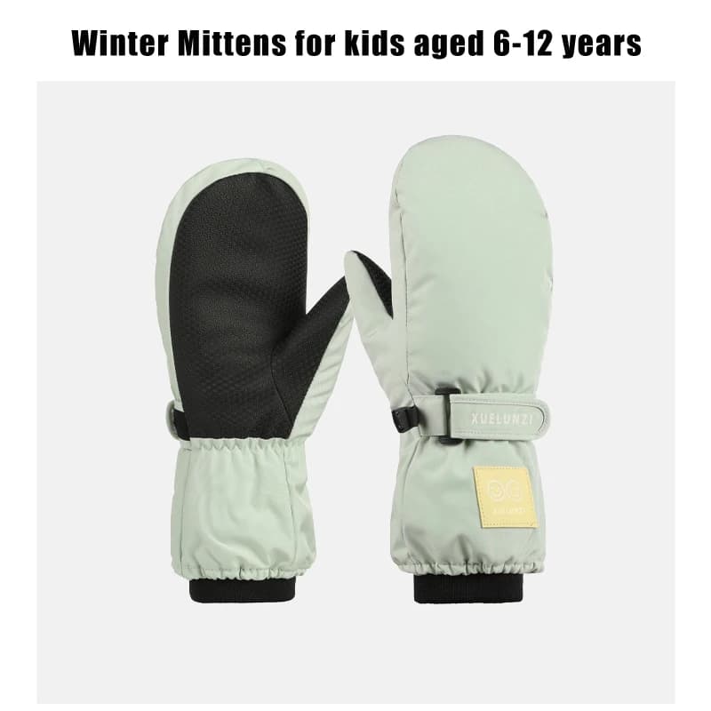 Kids Waterproof Snow Mittens Long Cuff