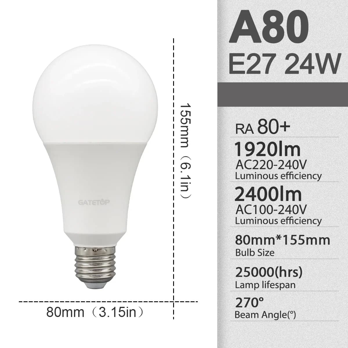 A60 24W / 6000K Cold white / AC100-240V