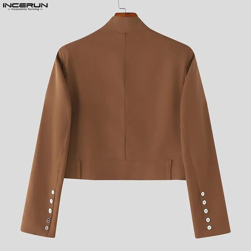 Men's Solid Color Stand Collar Blazer