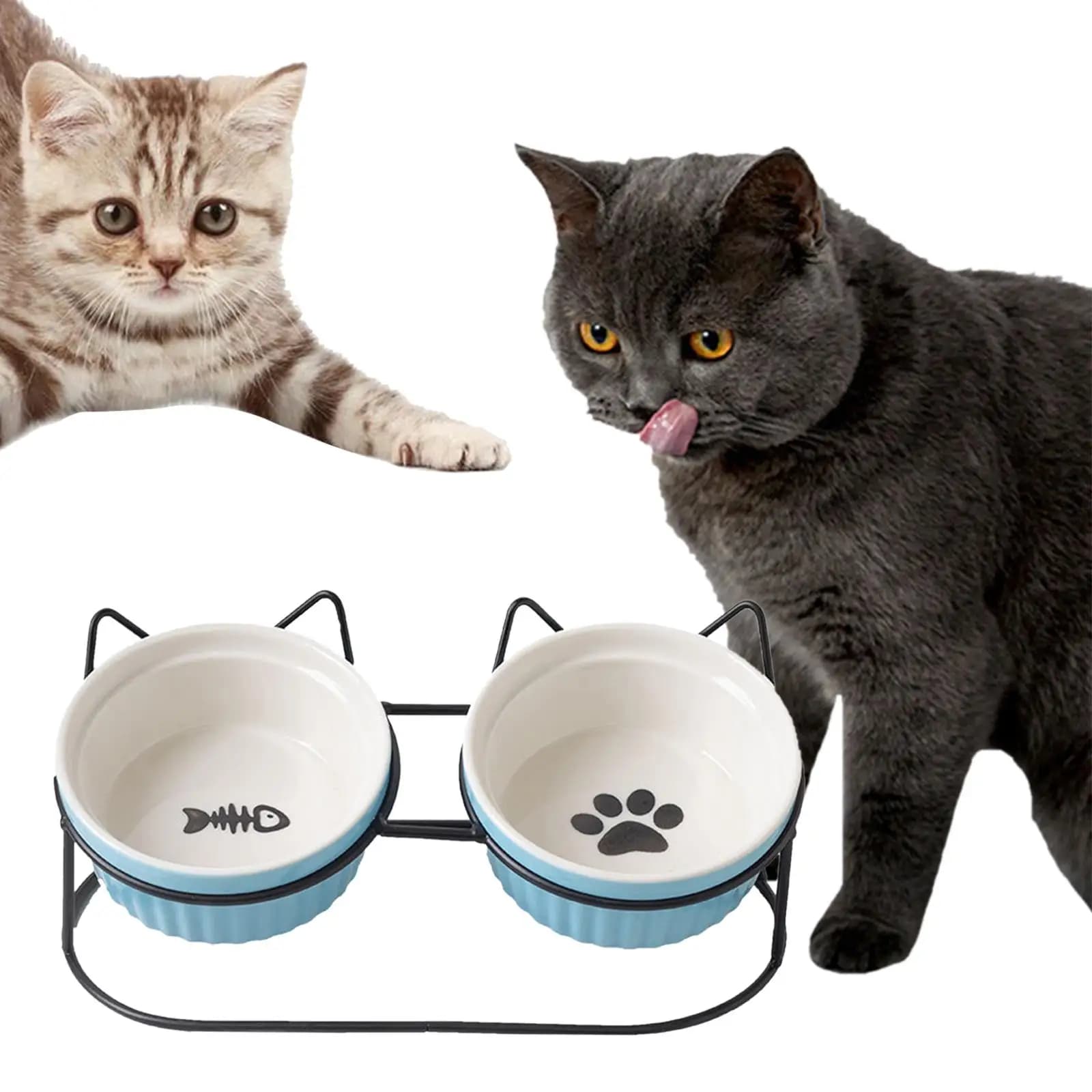 Elevated Double Cat Food Bowl Stand