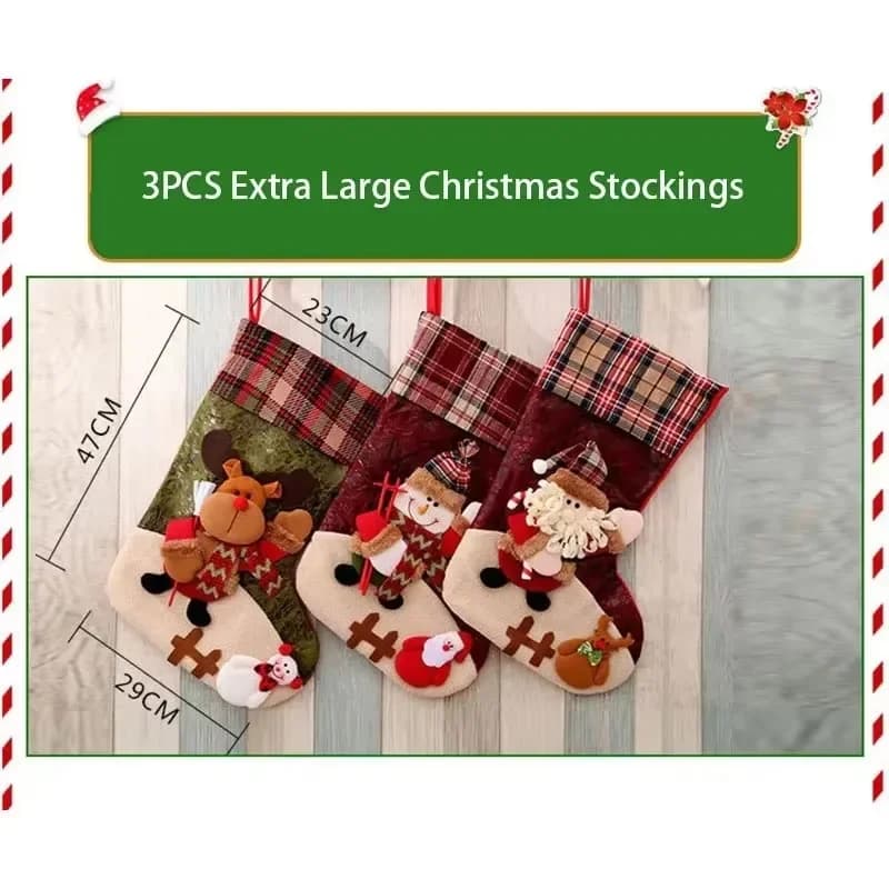 Christmas Stockings and Holiday Ornaments Set