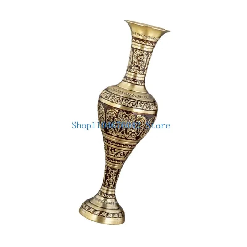 Metal Embossed Geometric Floor Vase
