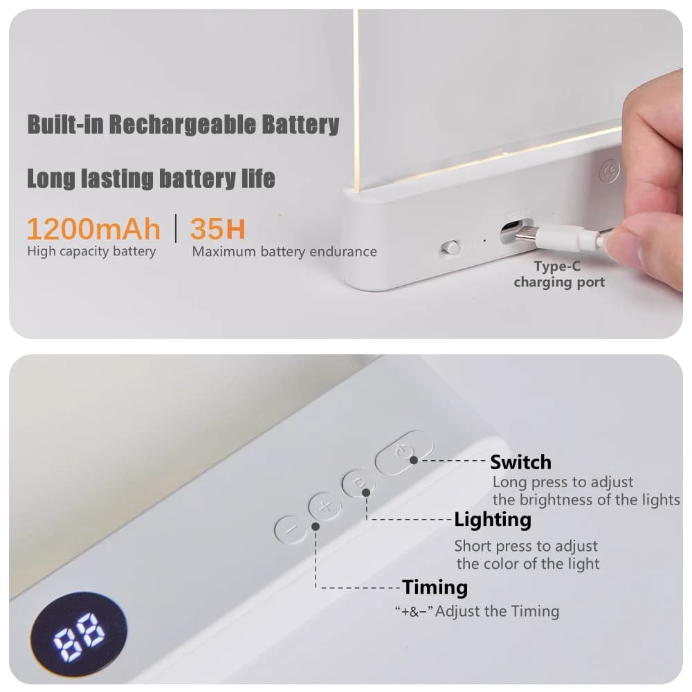 LED Flat Panel Reading Light with USB Charging