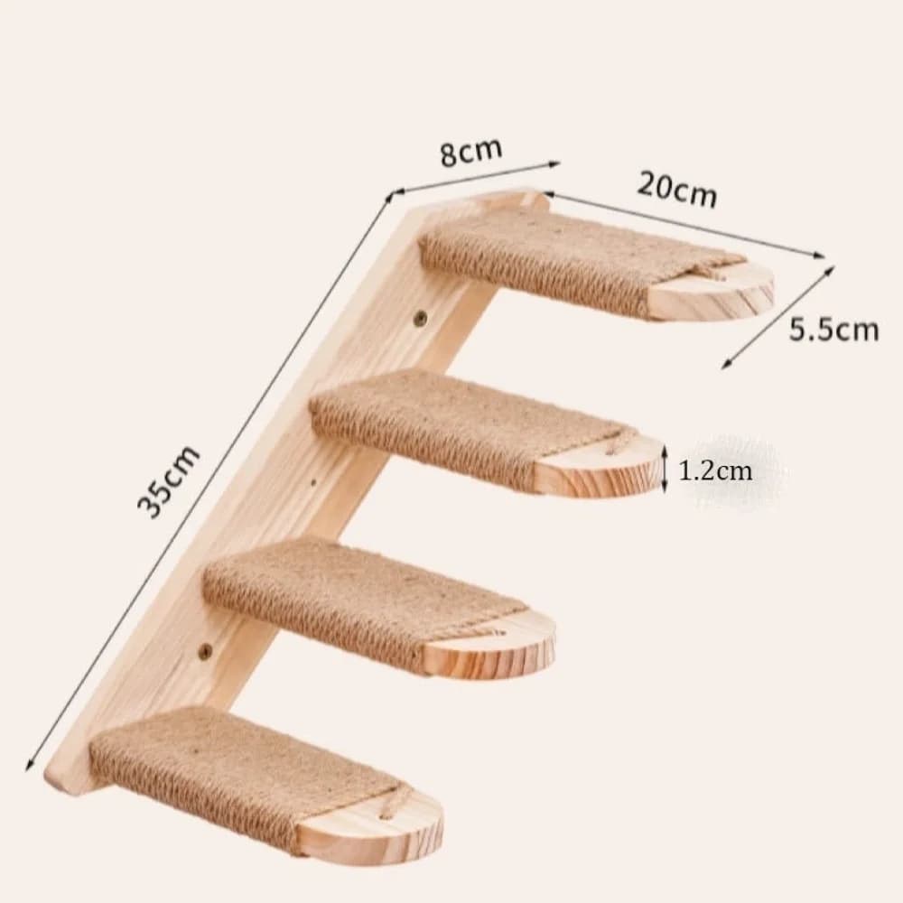 Wooden Cat Wall Shelves with Sisal Scratch Cover