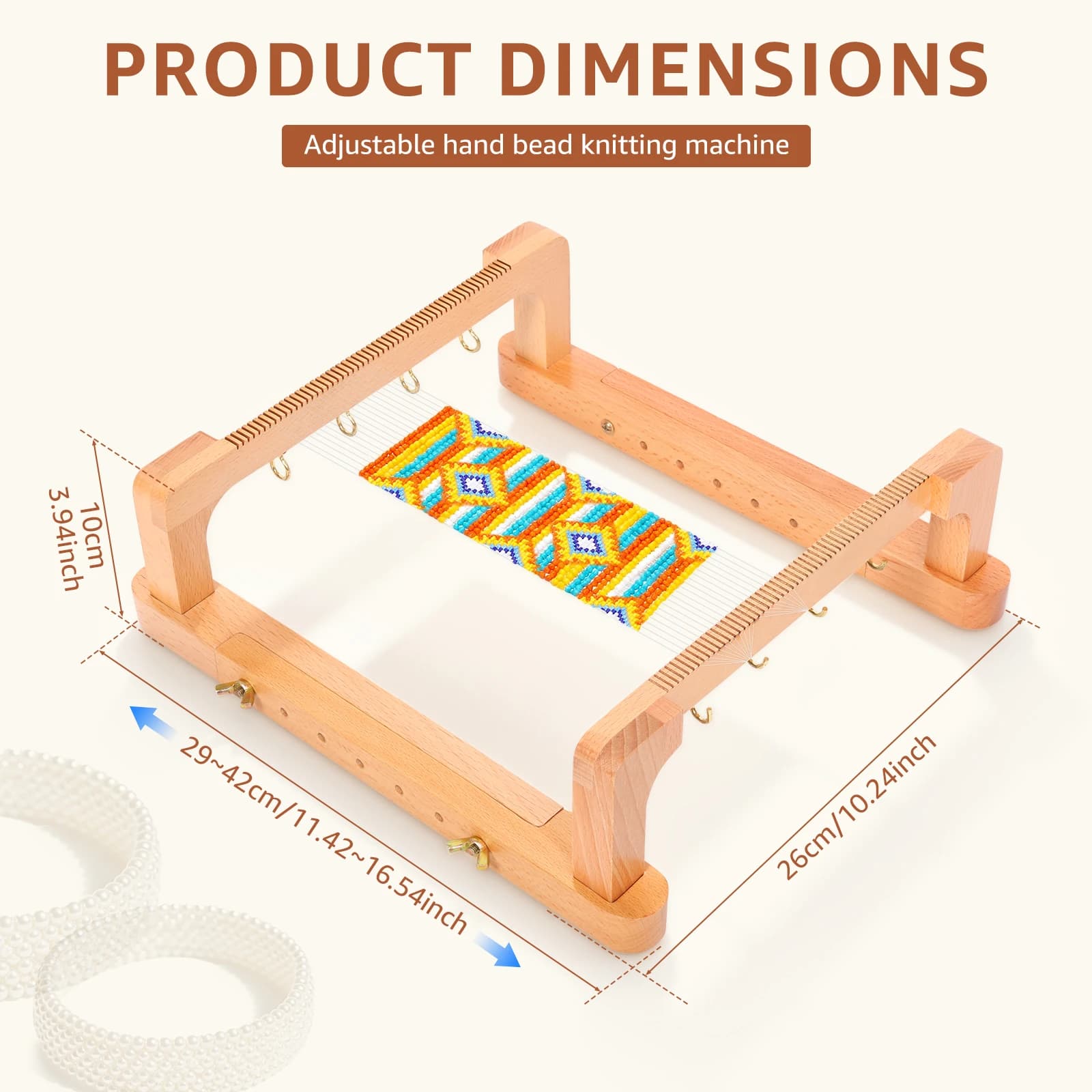 Adjustable Wood Bead Loom for Jewelry Making