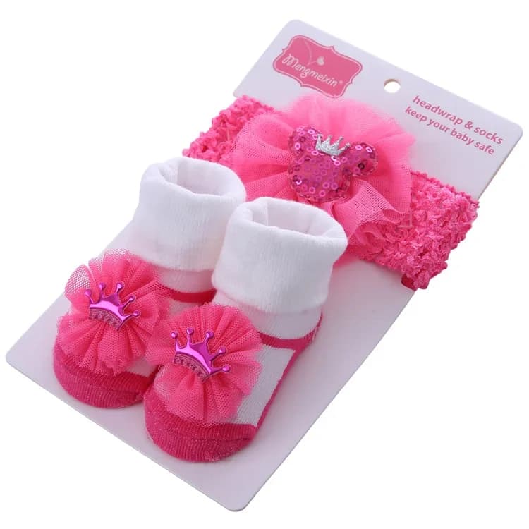 Baby Girl Socks and Bow Headband Set
