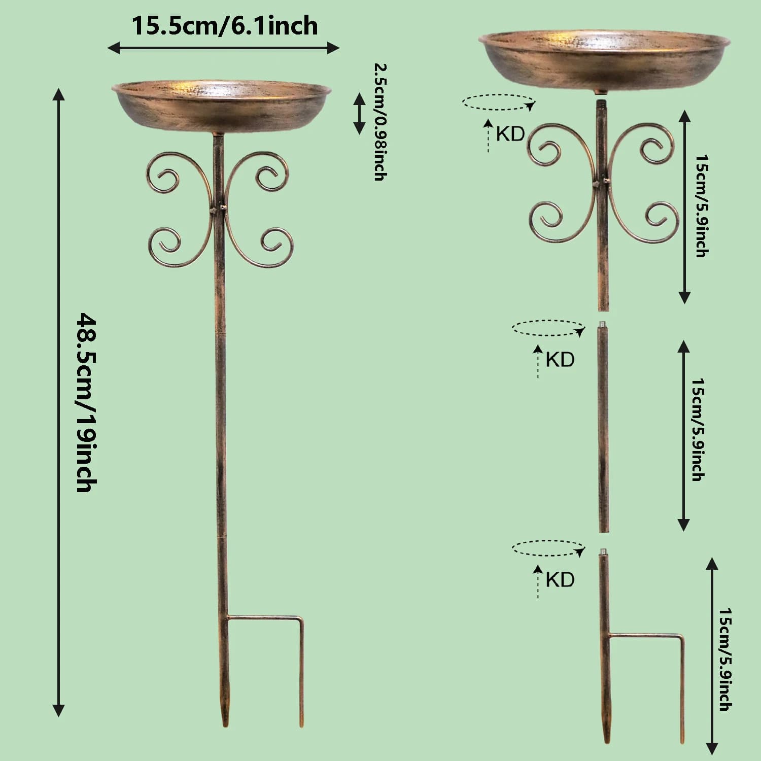 Copper Five-Legged Bird Waterer