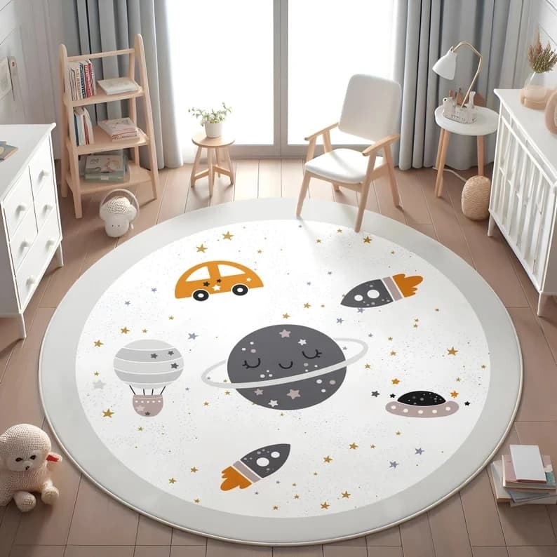 Planets Astronauts Round Play Mat
