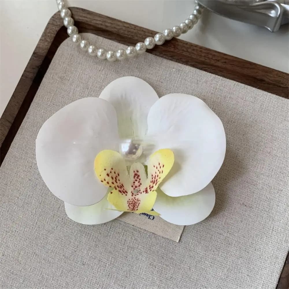 Hair Accessories Flower Hair Clip Pink Orchid Headdress Orchid Hairpin Hair Ornament Side Barrettes Bohemia Barrettes Bridal