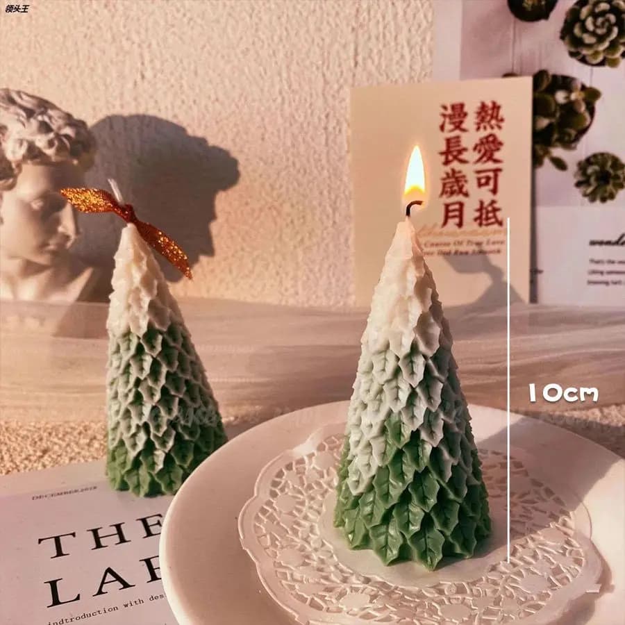 Hand-Carved Cedar Christmas Tree Candle