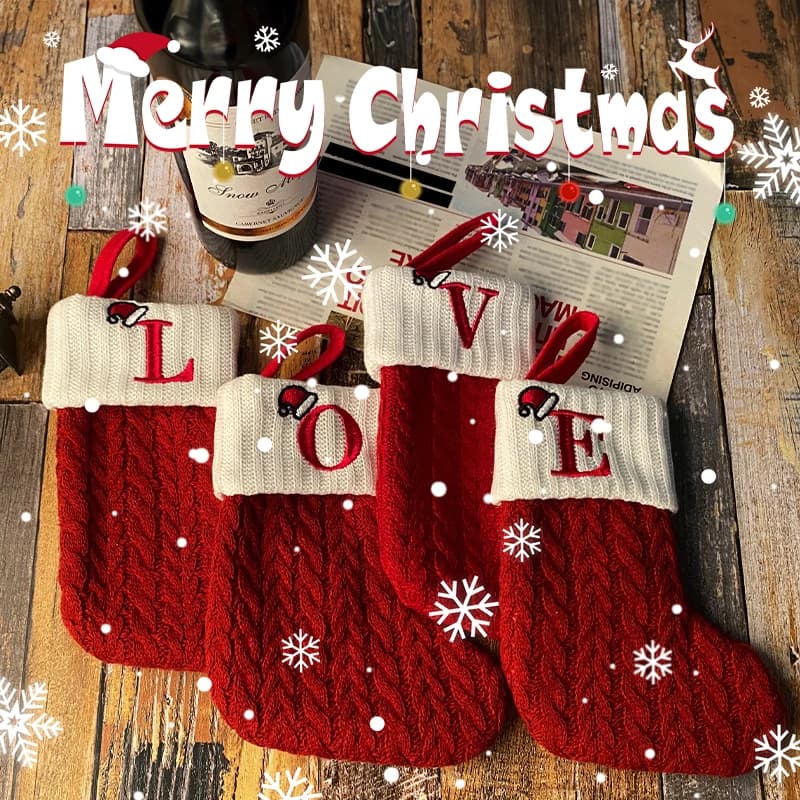 Christmas Stocking with Snowflake Embroidered Design