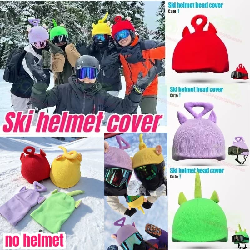 Knitted Winter Ski Hat with Helmet Cover