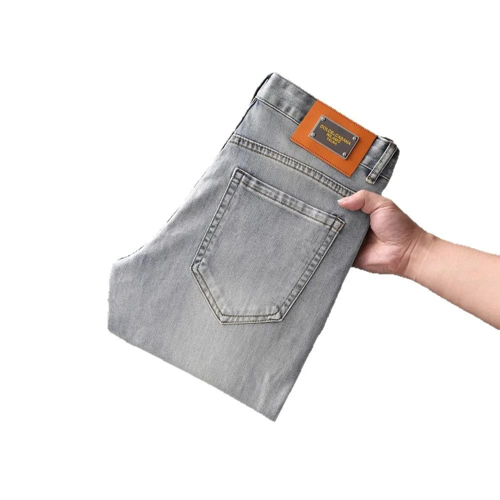 Men's Smoky Gray Slim Fit Printed Jeans
