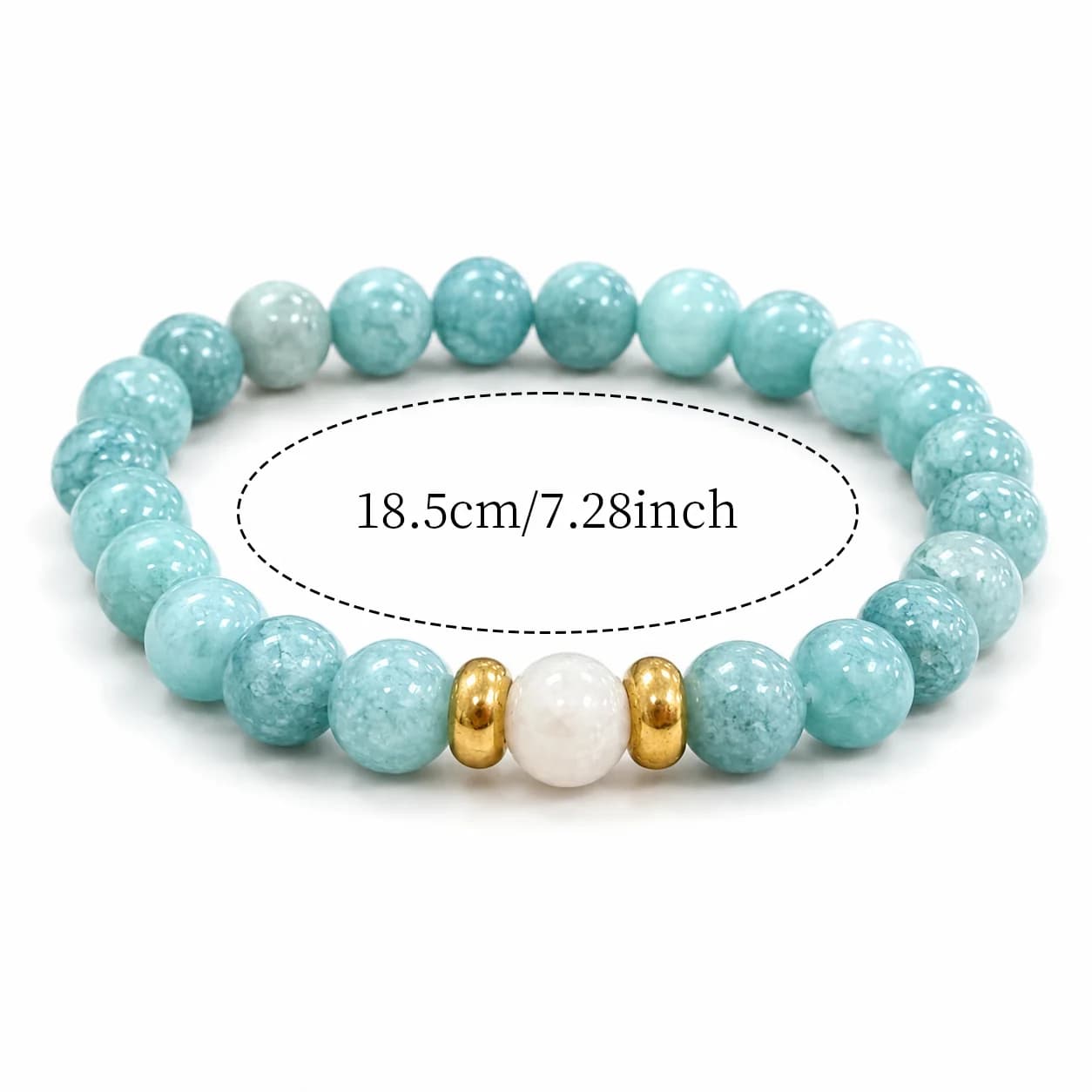Aqua Blue Beaded Stretch Bracelet