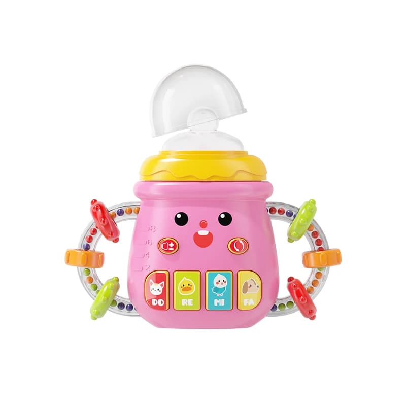 Baby Musical Pacifier Rattle Toys Early Educational Feeding Bottle Soft Teether Light Soothing Shaker Newborn