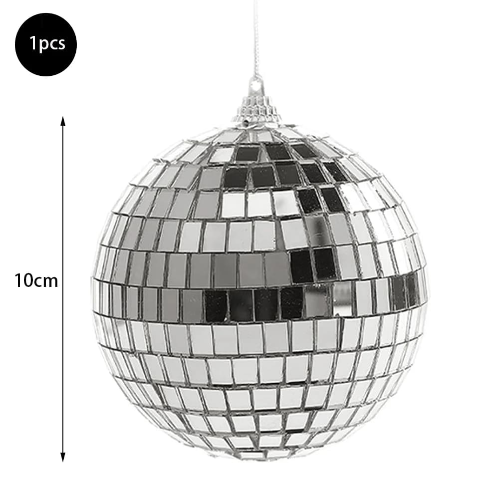 Mirrored Disco Ball Glass Ornaments with String