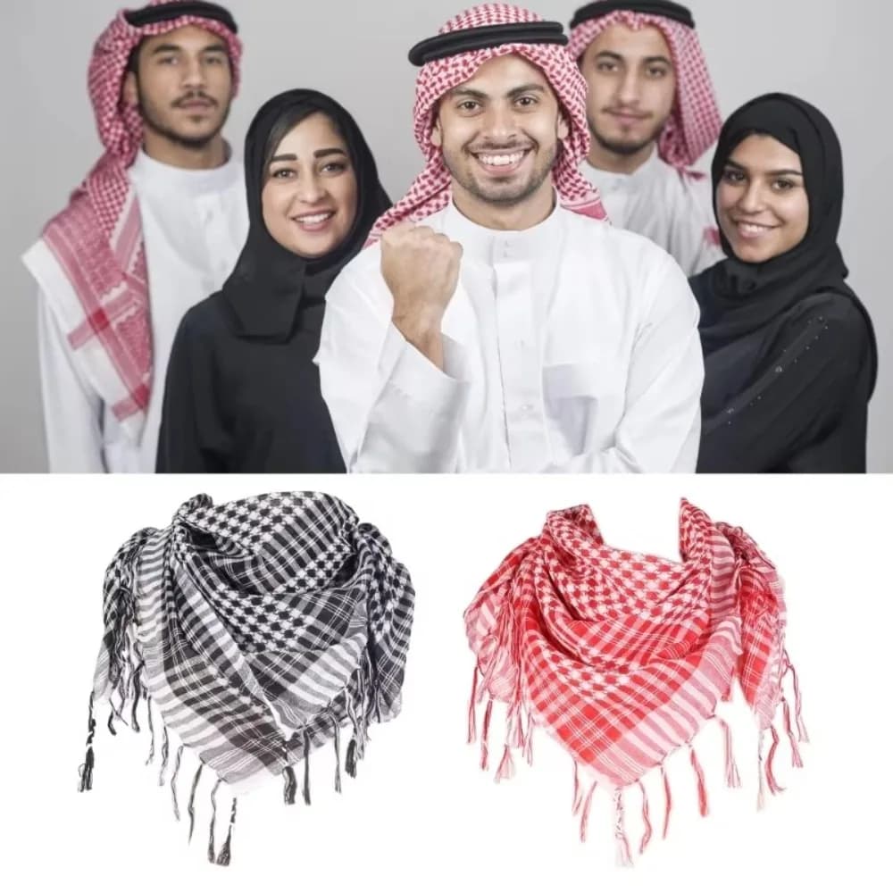 Arabic Scarf Large Arab Shemagh Headscarf with Tassel Costume Head Neck Scarf Head Neck Face Wrap for Men Women